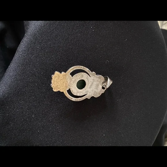 Silver pendant with green turquoise. - Picture 3 of 4